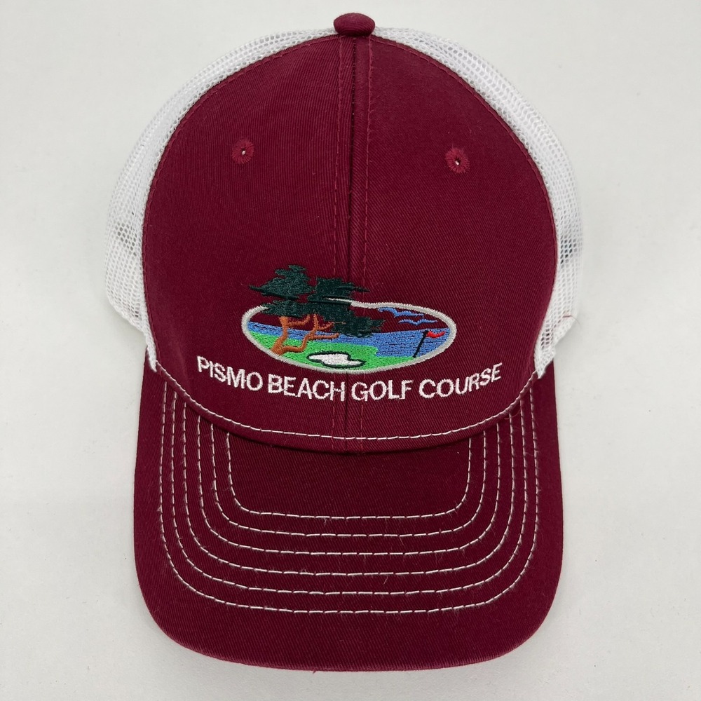 Triangle Sport Pismo Beach Golf Course Trucker Hat Maroon White Snapback